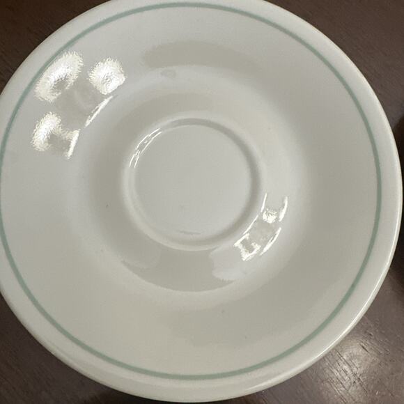 Vintage Corelle Calico Rose Saucers WHITE with Green Ring 6 1/8” Set Of 4 - Picture 6 of 9